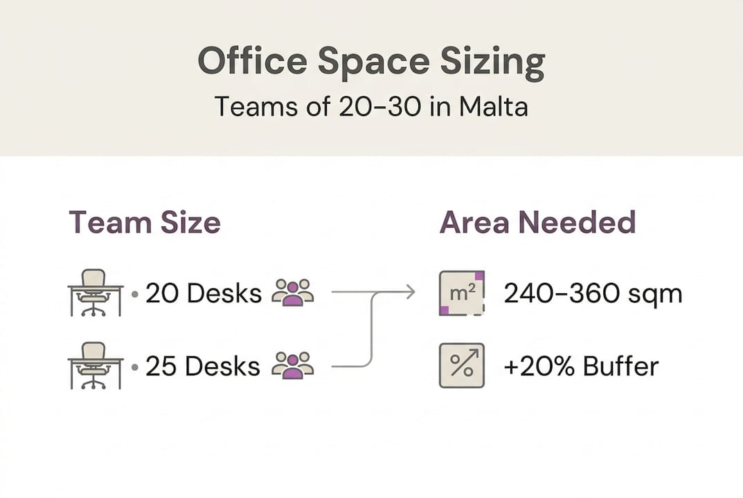 Infographic office size for teams in Malta