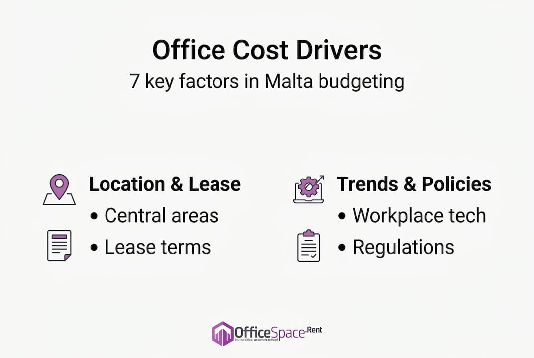 Infographic showing Malta office cost drivers