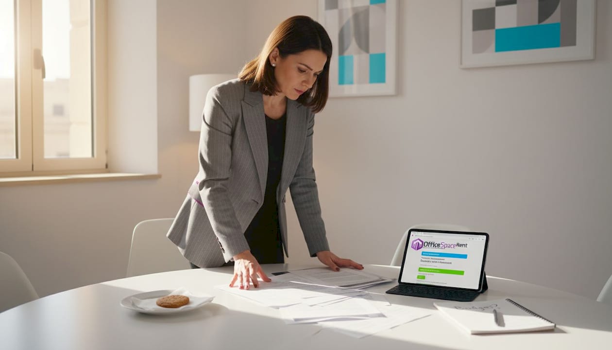 Business owner reviews Malta workspace paperwork