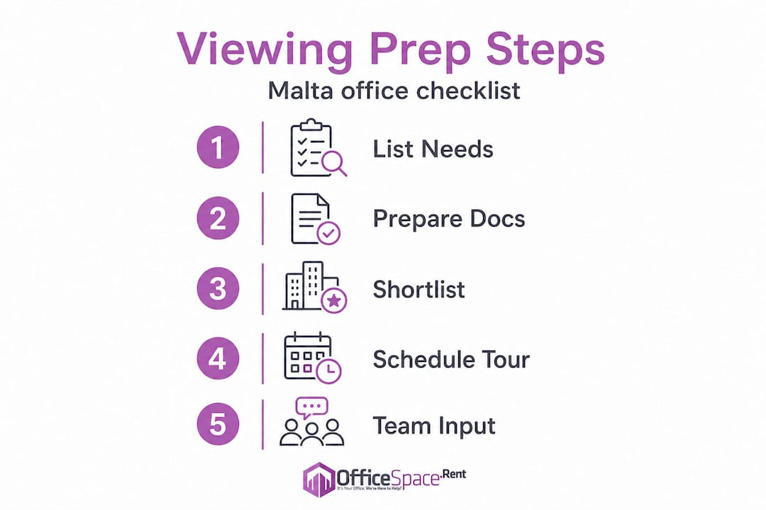 Infographic with Malta office viewing prep steps