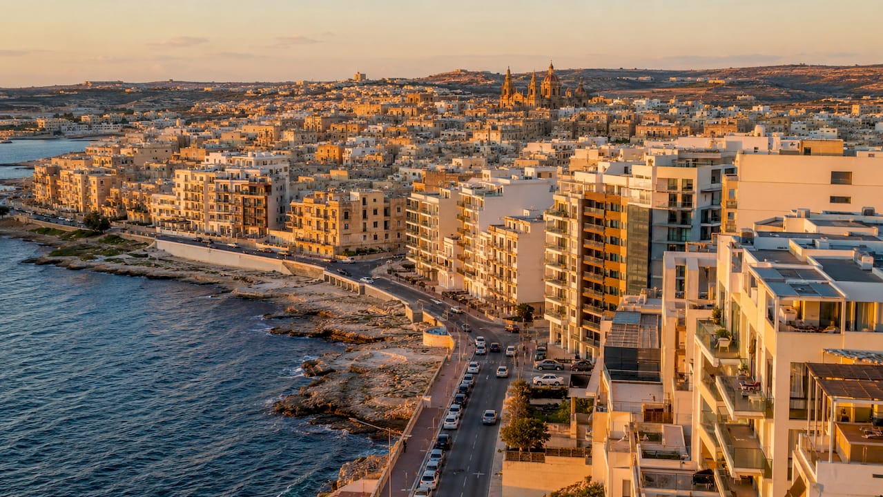 Aerial view of residential areas in Malta