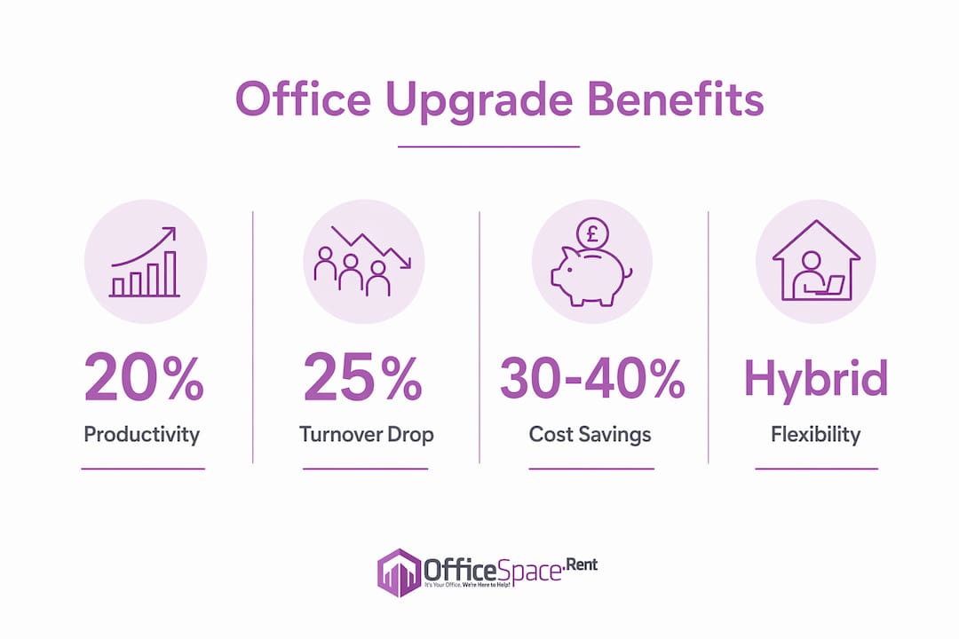 Infographic showing key office upgrade benefits
