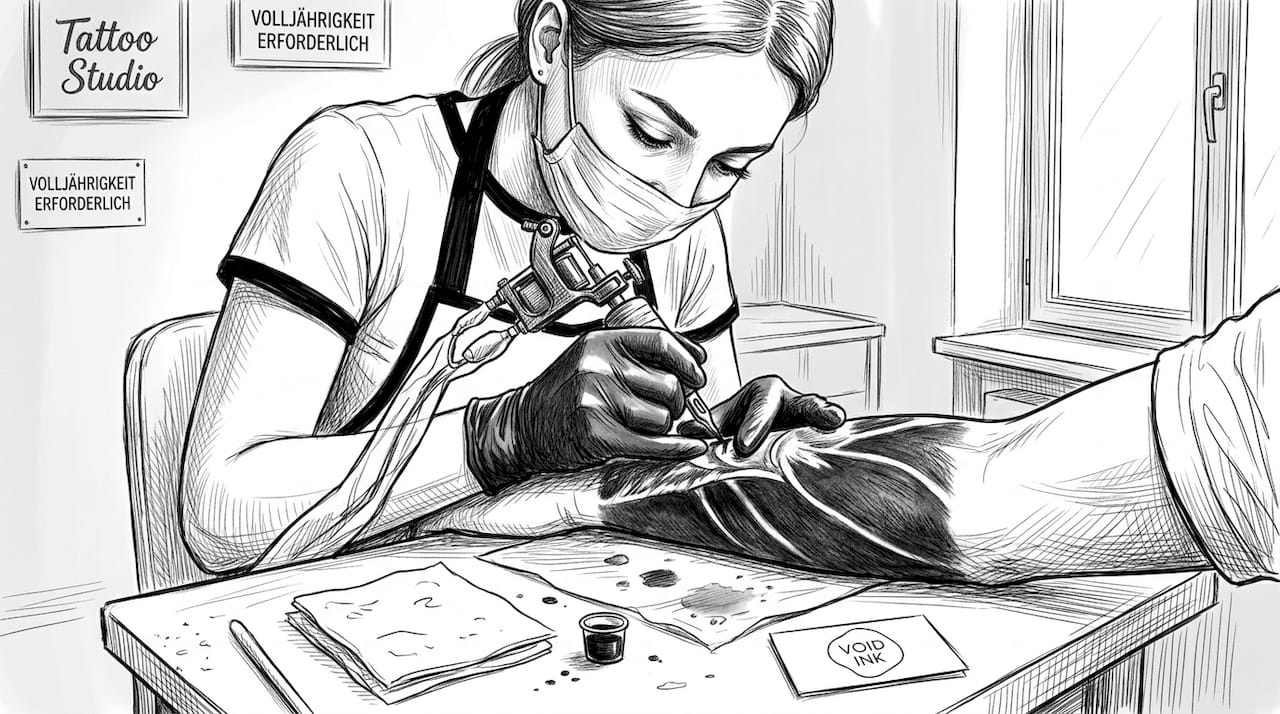 Eine Tätowiererin gestaltet ein altes Tattoo mit einem Cover-up neu.