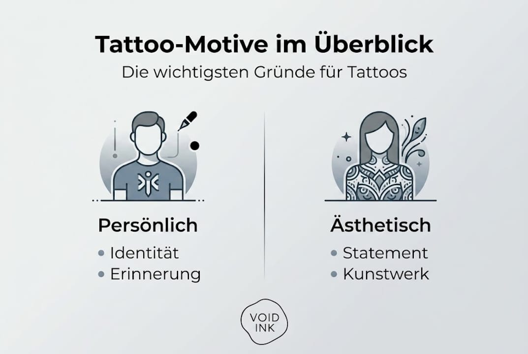 Infografik: Warum lassen sich Menschen tätowieren? Beweggründe und verschiedene Motivkategorien auf einen Blick