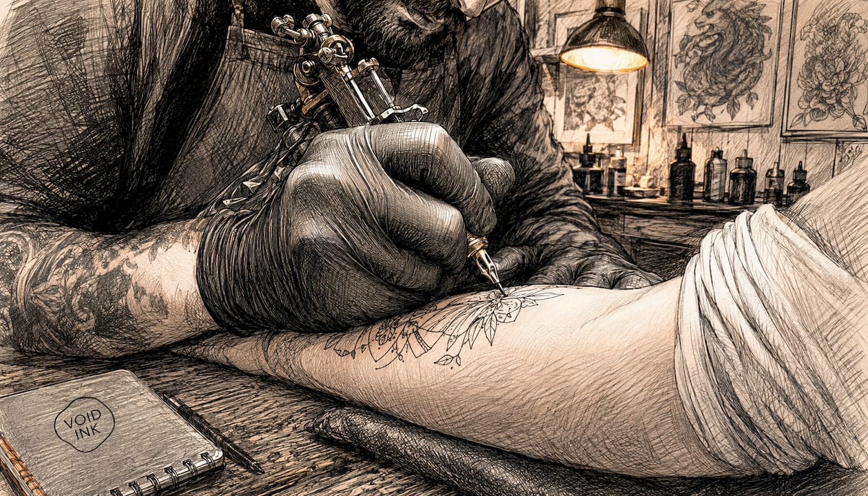 Mit der Single-Needle-Technik wird ein Tattoo auf die Hand gestochen