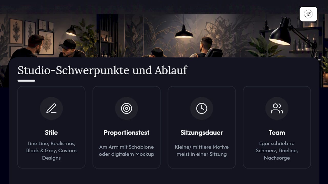 Void Ink Berlin über Unterarm-Motive: Egor und das Team im Gespräch — overview diagram