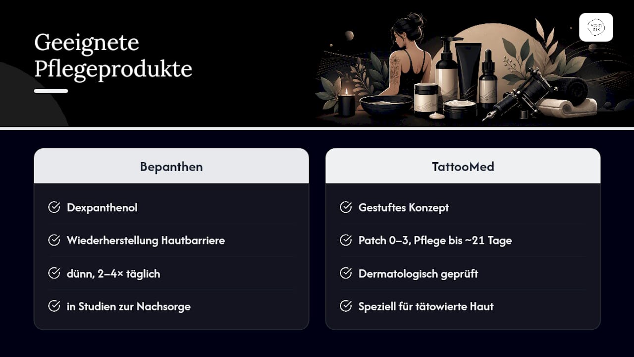 Welche Pflegeprodukte eignen sich für Fineline-Tattoos? — overview diagram