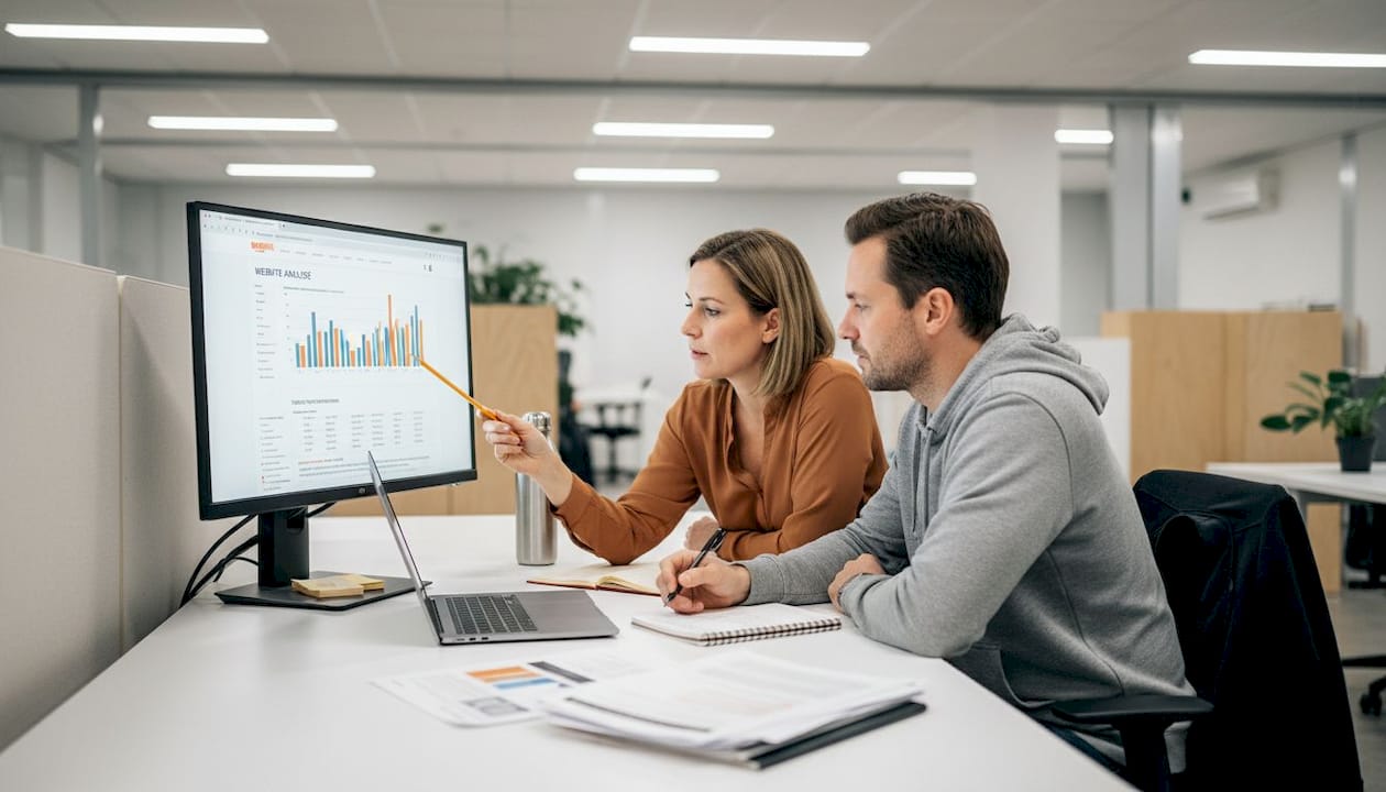Fachleute analysieren gemeinsam die Website-Statistiken
