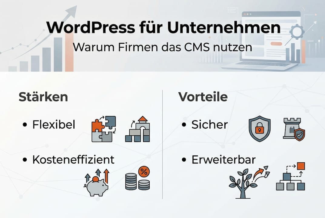 Infografik: Die wichtigsten Vorteile von WordPress für Unternehmen auf einen Blick