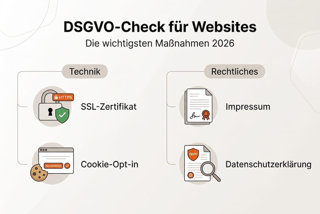 Infografik: Die wichtigsten DSGVO-Punkte für Ihre Website auf einen Blick