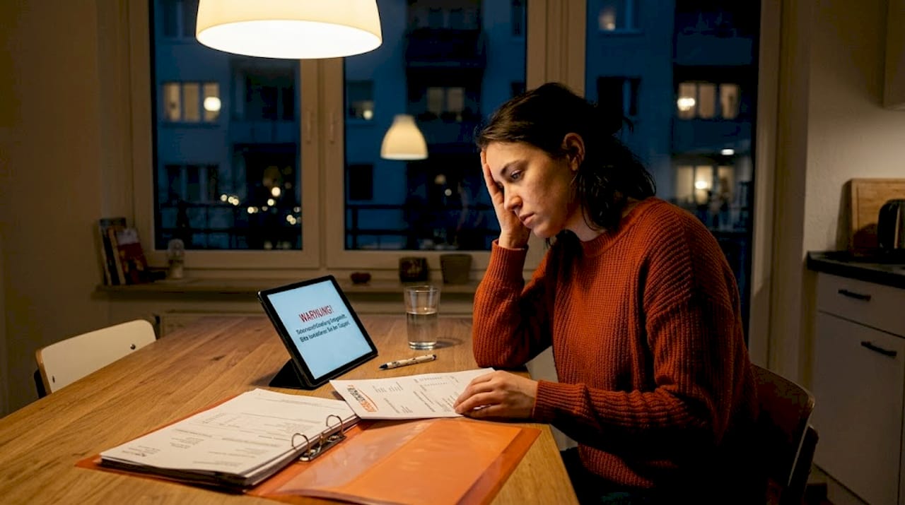 Eine Unternehmerin zeigt sich angesichts aktueller Warnungen zur Datensicherheit sichtlich besorgt.