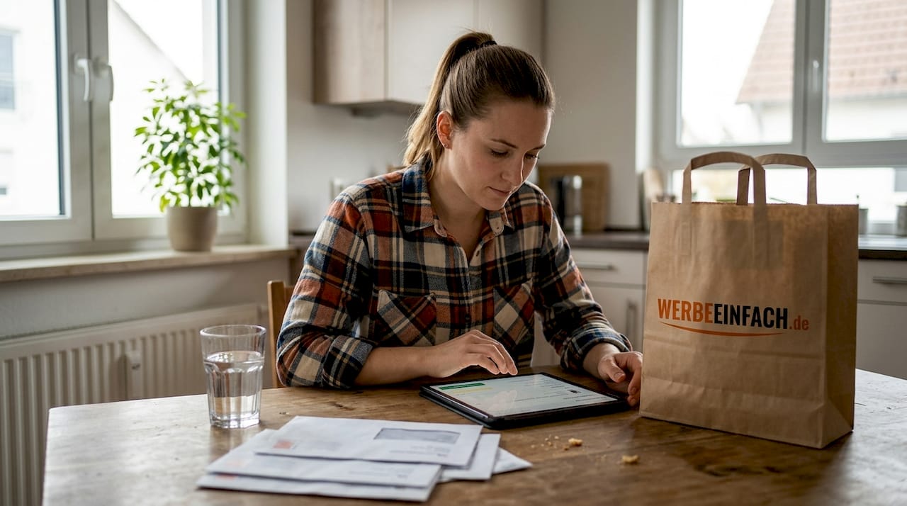 Eine Frau schließt gerade ihren Einkauf im WooCommerce-Shop ab.