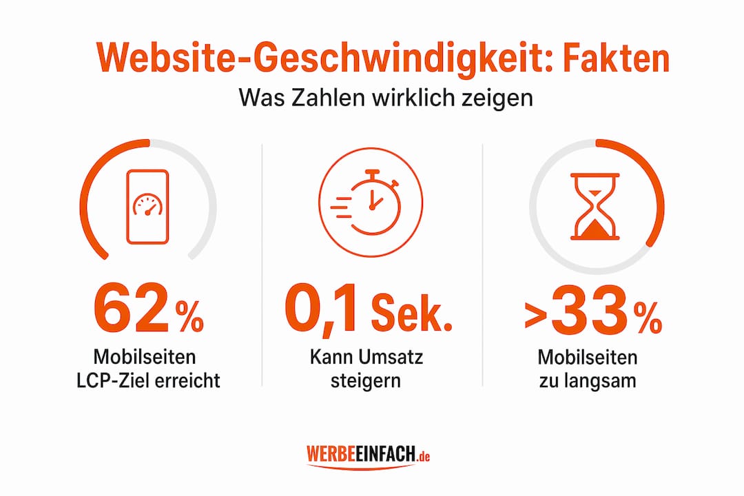 Grafik mit spannenden Zahlen und Fakten zur Ladegeschwindigkeit von Websites