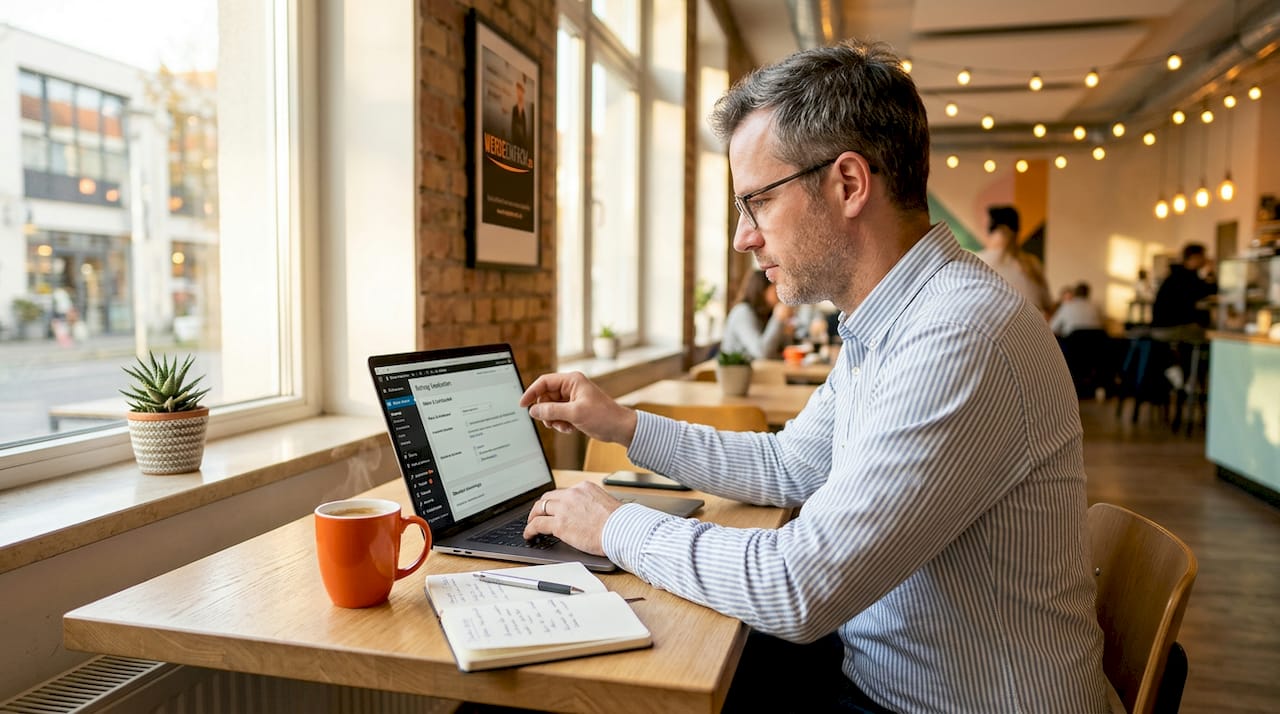 Ein Nutzer überprüft die Sichtbarkeitseinstellungen in WordPress.