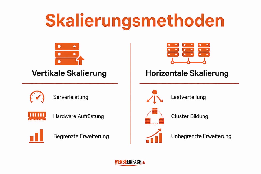Infografik: Gegenüberstellung von vertikaler und horizontaler Skalierung