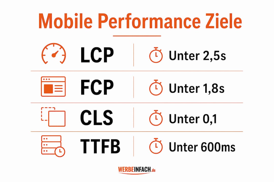 Grafik mit Benchmark-Werten für die mobile Webseiten-Performance