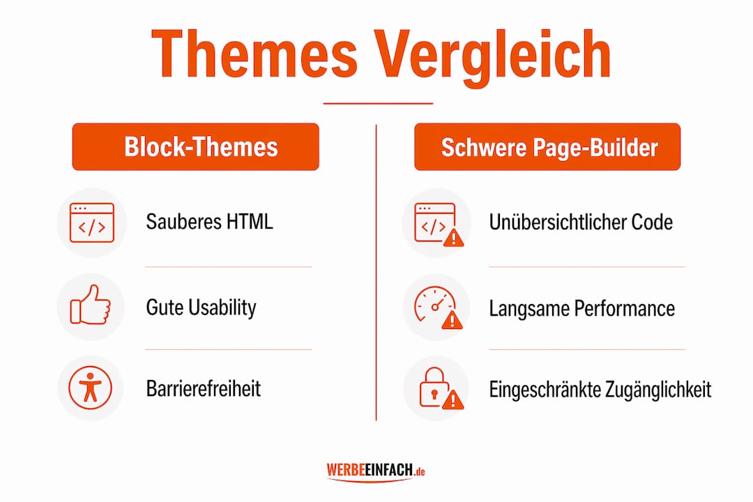Übersichtsgrafik: WordPress-Themes im direkten Vergleich – Fokus auf Benutzerfreundlichkeit