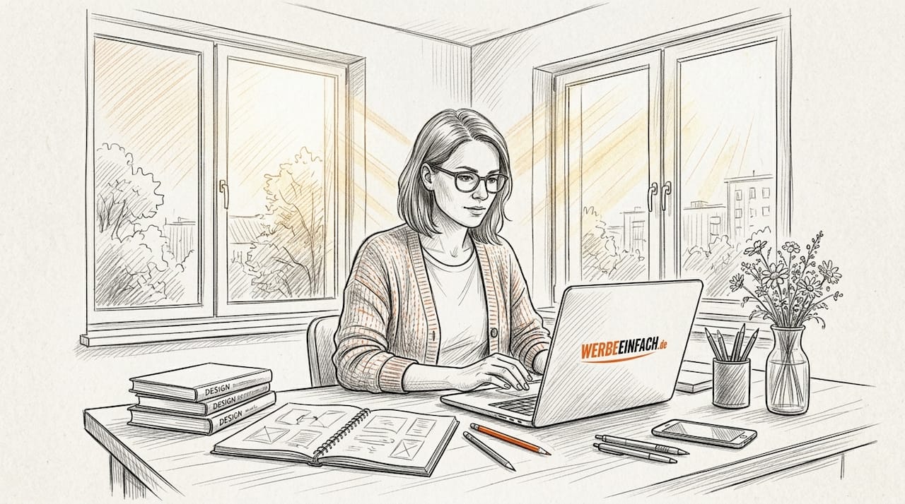 Eine Frau sitzt am Laptop und beschäftigt sich mit der Forschung im Bereich UX-Design.
