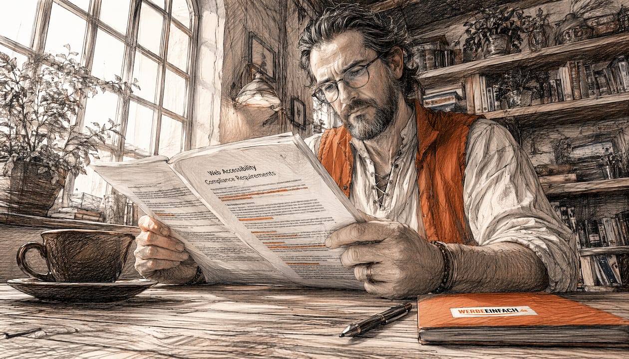 Eine Fachkraft prüft derzeit die aktuellen Vorschriften zur Barrierefreiheit im Web.