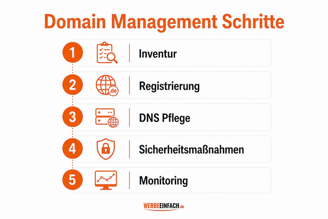 Übersichtsgrafik: So läuft das Domain-Management Schritt für Schritt ab