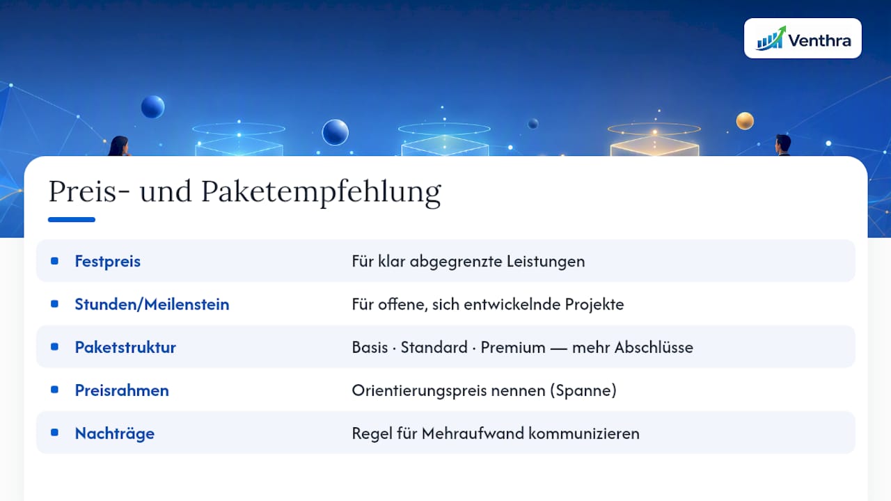 Vergleich von Paketen und Abrechnungsmodellen