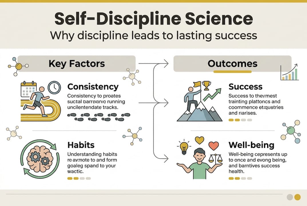 Infographic of self-discipline science and outcomes
