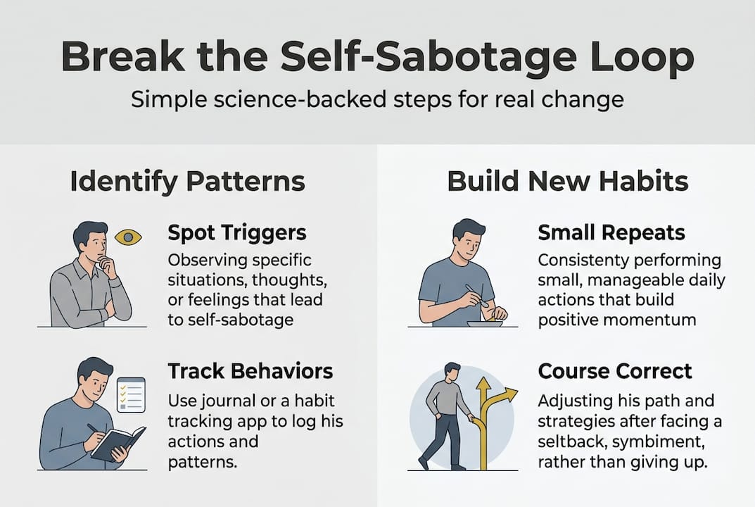 Infographic showing self-sabotage loop steps