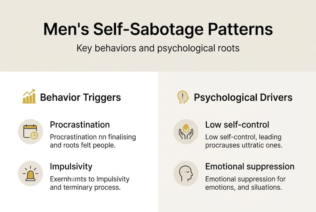 Infographic summarizing self-sabotage patterns in men