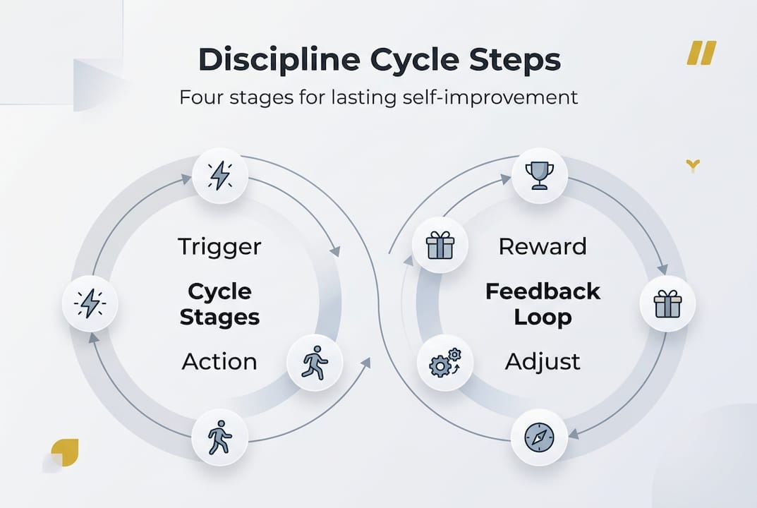 Infographic shows self-improvement cycle steps