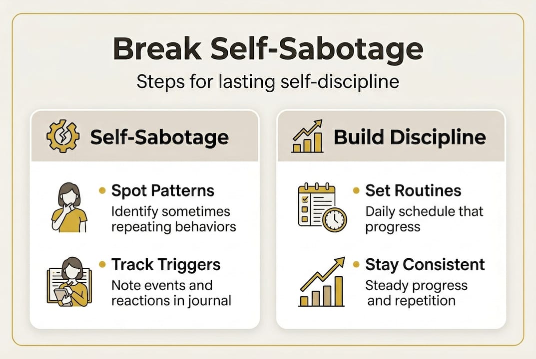 Infographic roadmap for breaking self-sabotage habits