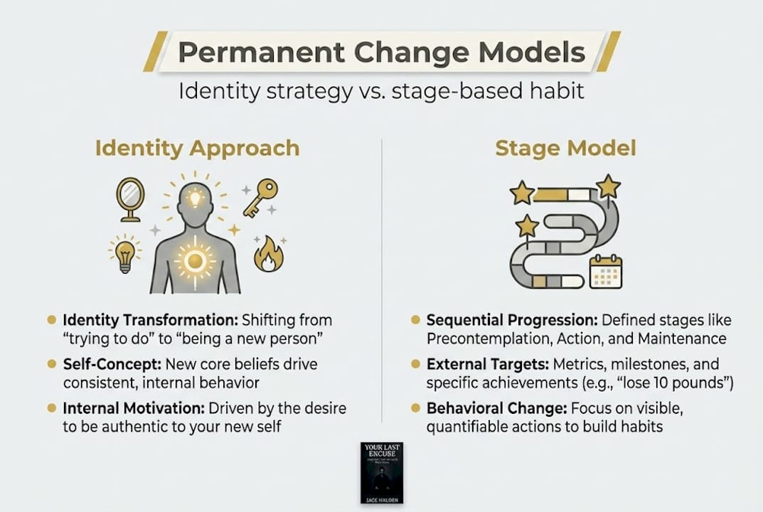 Infographic comparing identity and stage models
