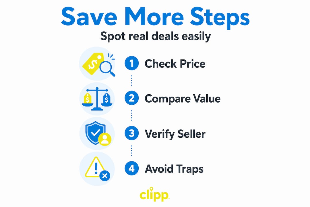 Infographic outlining steps to spot real discounts
