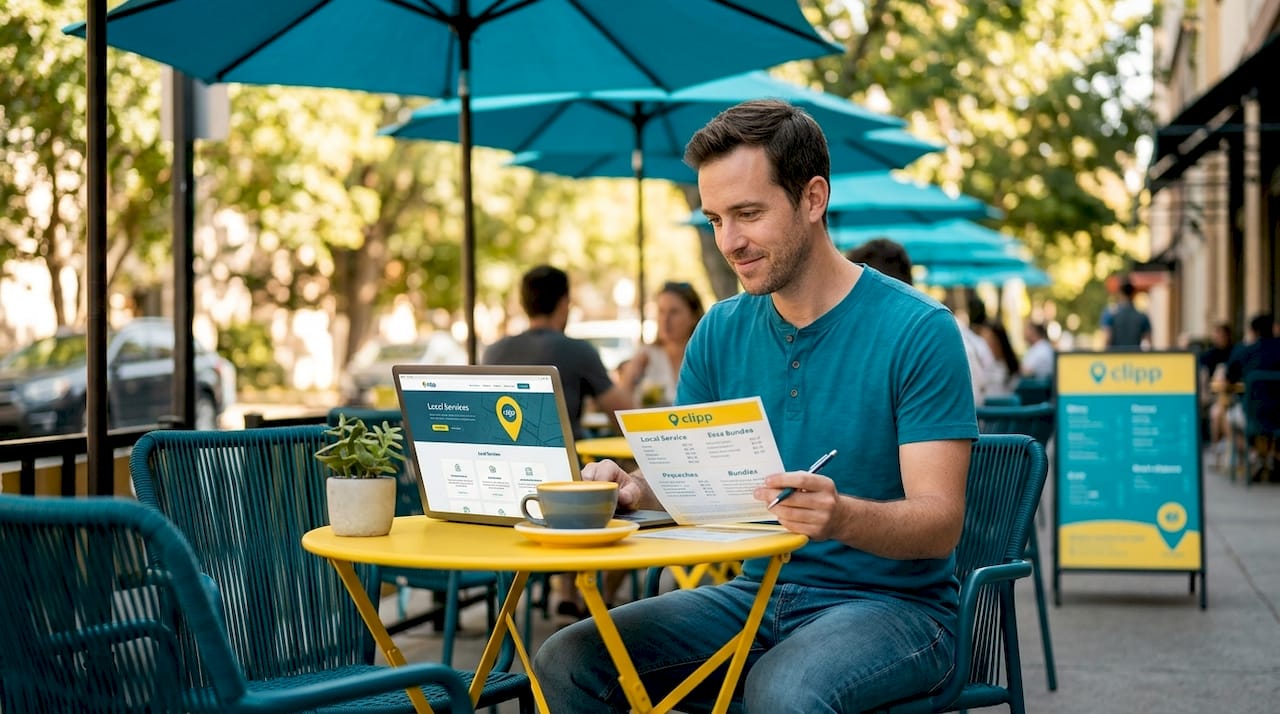 Customer comparing bundle savings in café