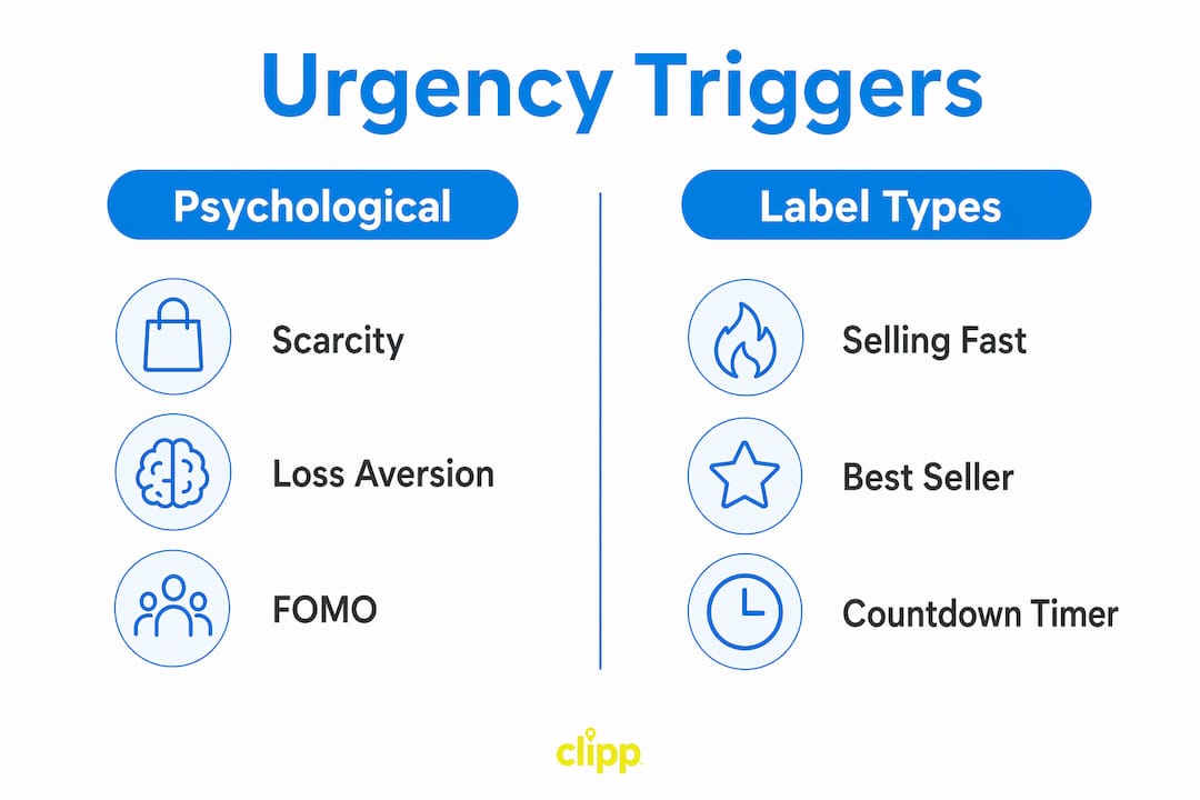Infographic comparing urgency triggers and label types