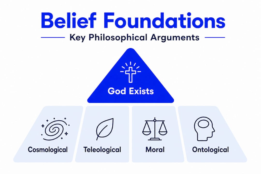 Hierarchy infographic of main arguments for belief