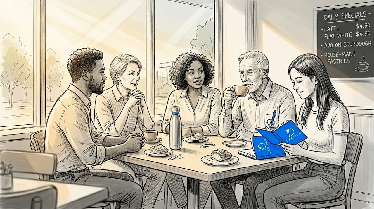 Christians meeting at Canberra café table