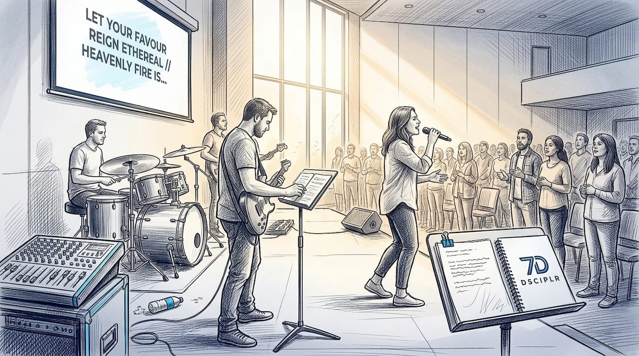 Church worship band leading a service