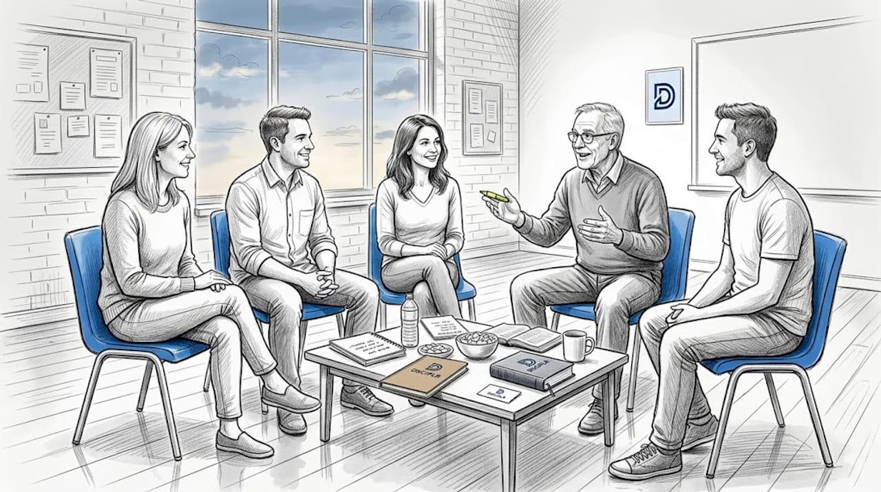 Church group in informal vision meeting