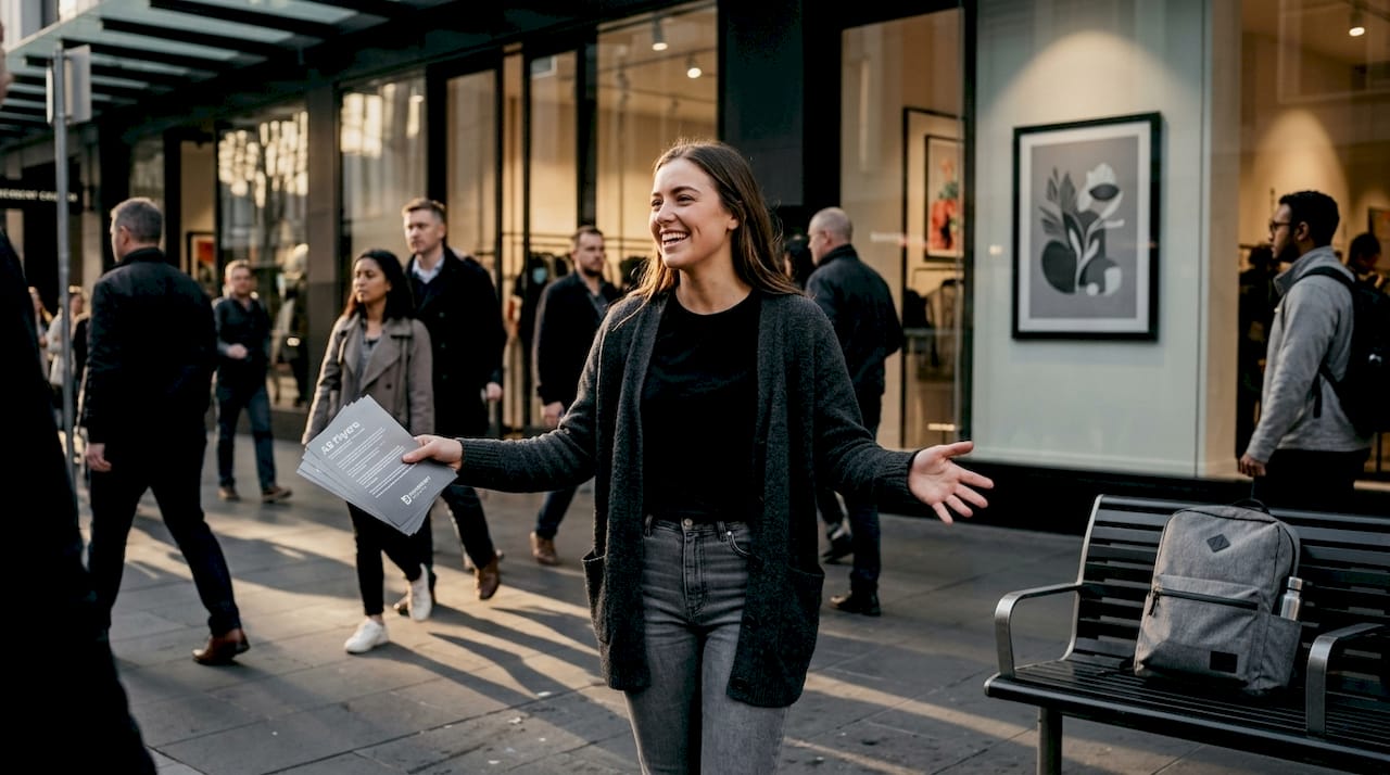 Woman engaging city neighbors with church outreach