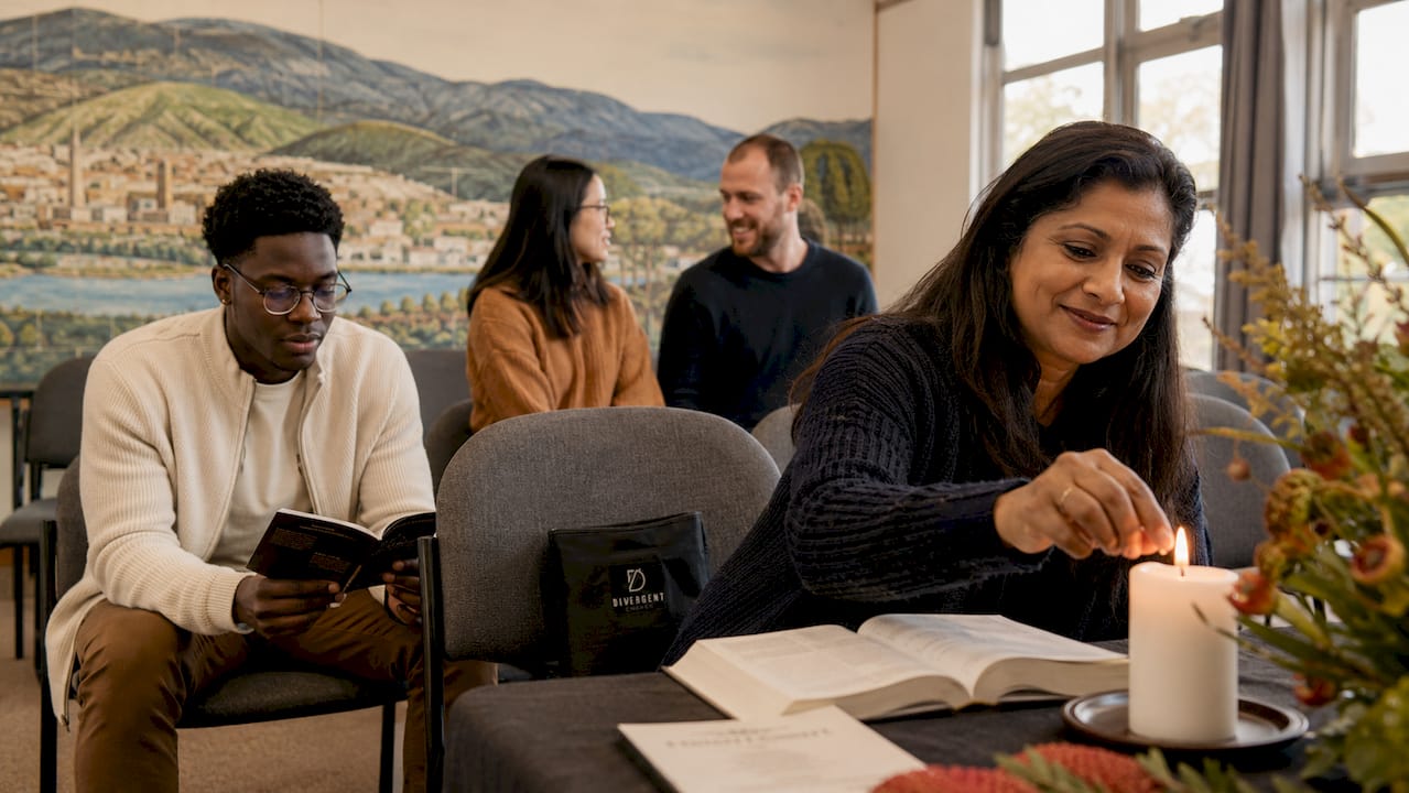 Congregation engaged in service at Woden Church
