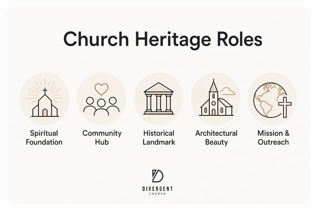 Infographic illustrating heritage roles of churches
