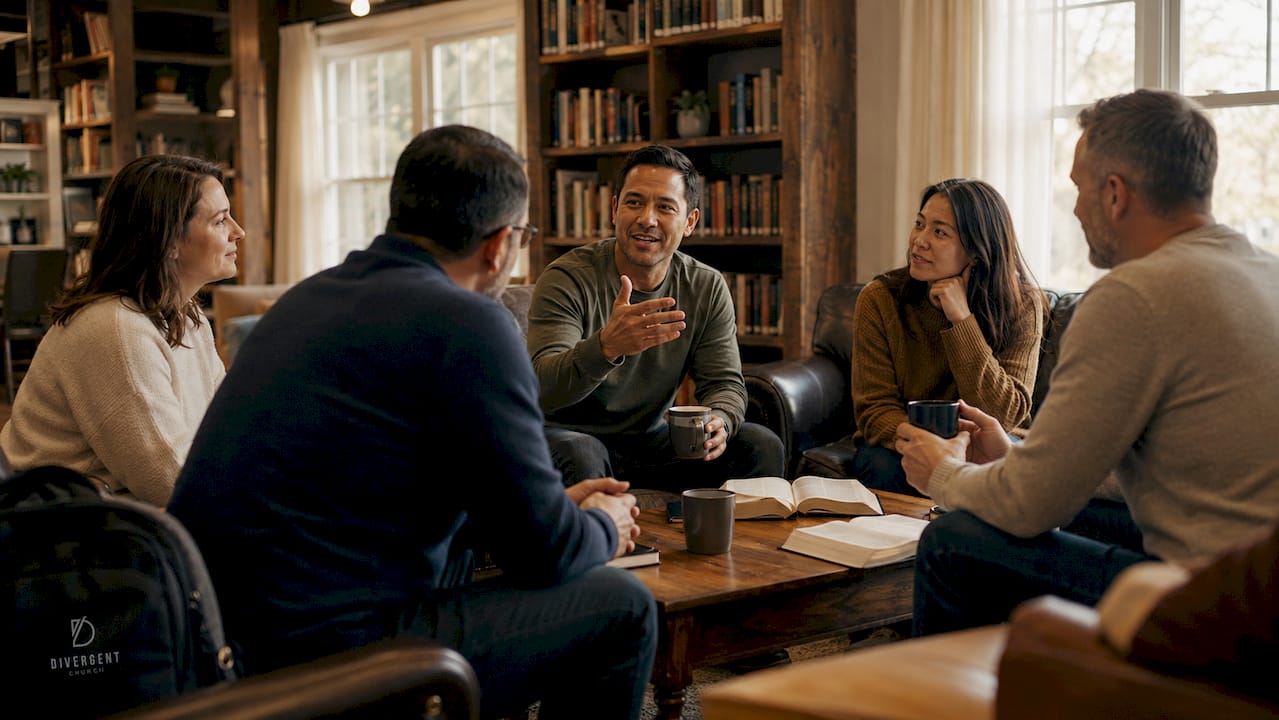 People gathered for church group meeting