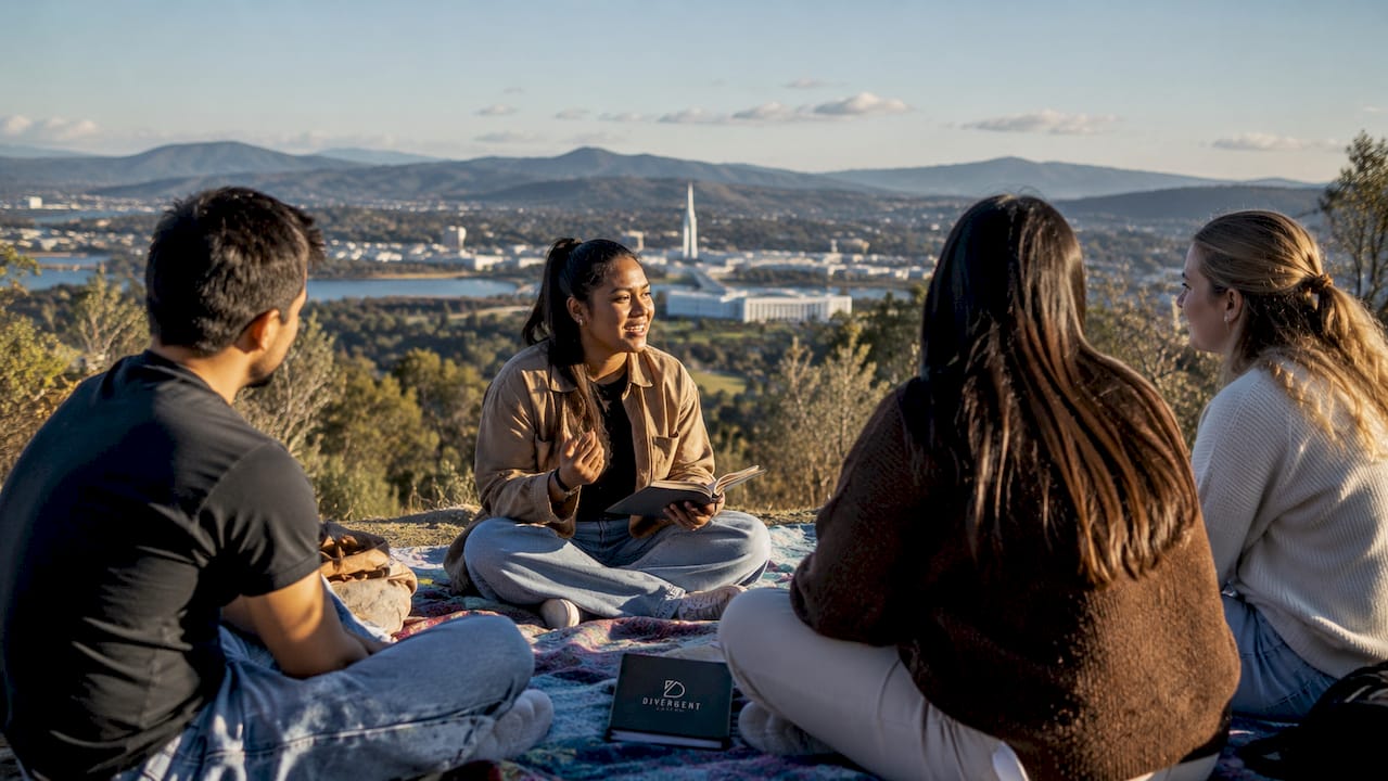 Outdoor discipleship discussion in Canberra park