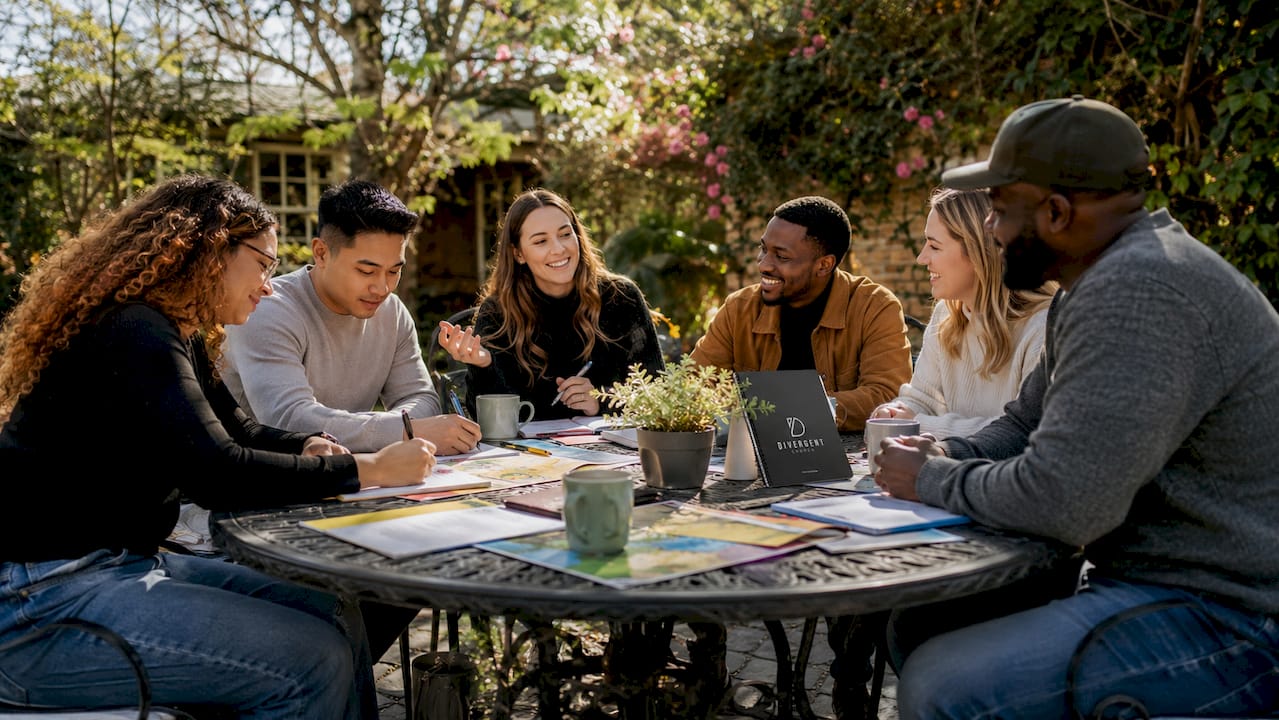 Church volunteers planning mission outreach together