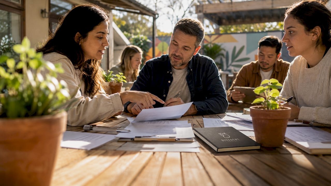 Church team planning worship service schedule