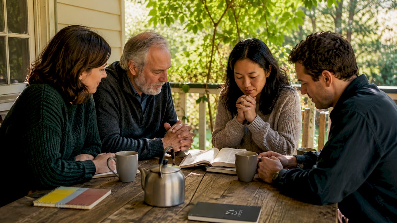 Group sharing in Christian fellowship meeting