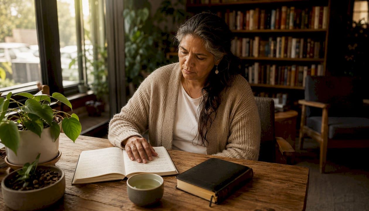 Female church leader in thoughtful reflection
