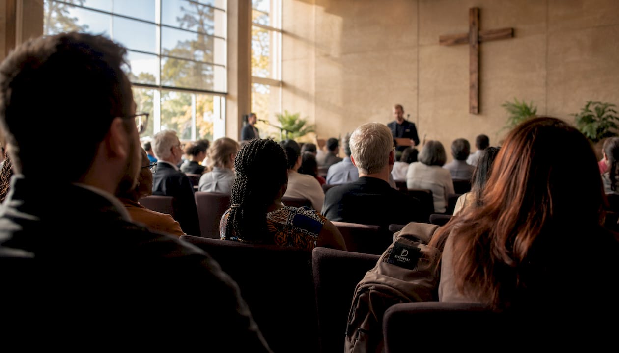 Multidenominational congregation united in worship