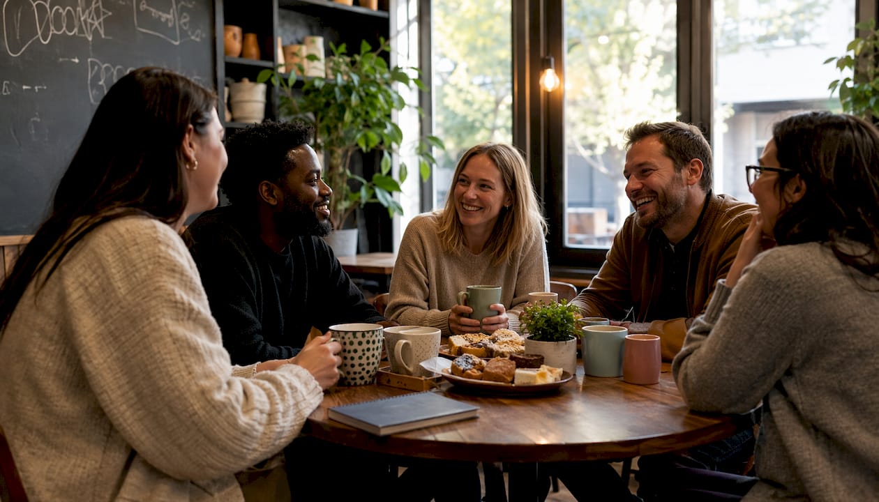 Diverse church community group discussion