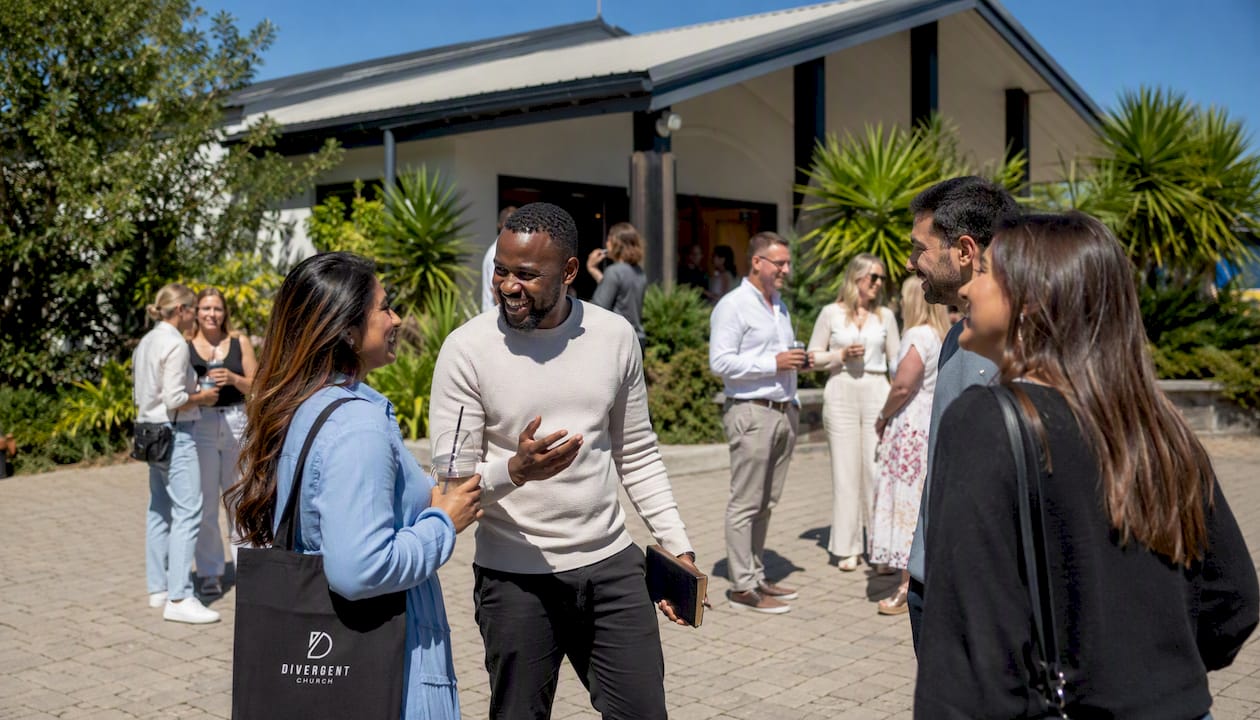 Congregation gathering outside Canberra church